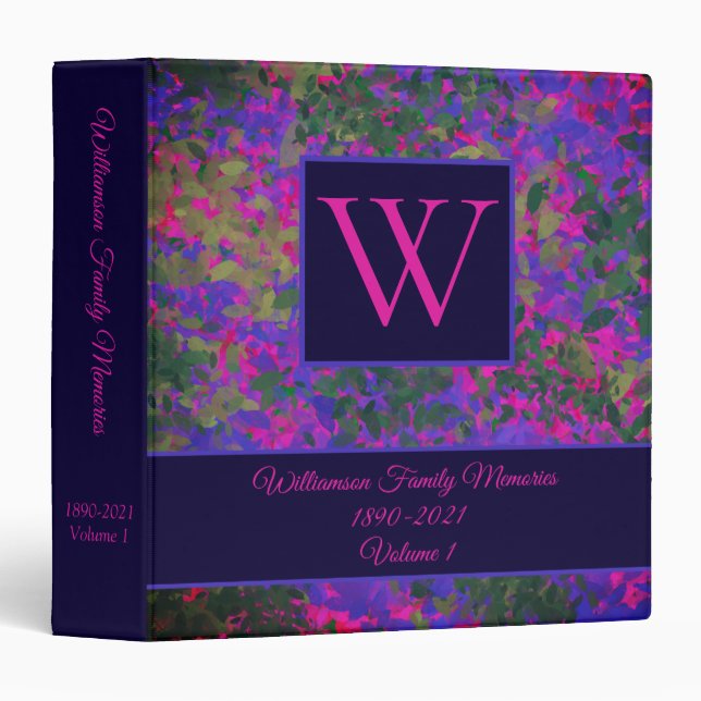 Elegant Lilac Pink Family Scrapbook Album 3 Ring Binder (Front/Spine)