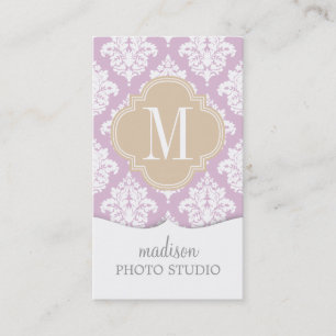 Elegant Lilac Purple Damask Personalized Business Card