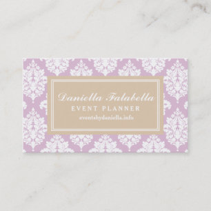 Elegant Lilac Purple Damask Personalized Business Card