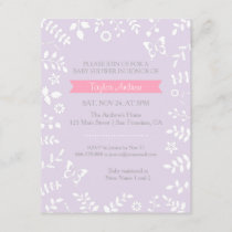 Elegant Lilac Purple Floral Butterfly Baby Shower Invitation