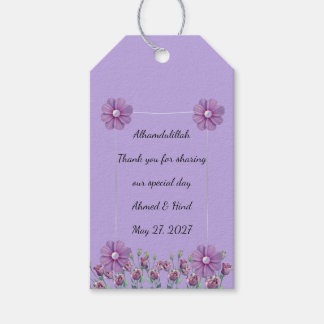 Elegant Lilac Purple Floral Pearl Wedding Favor Gift Tags