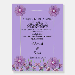 Elegant Lilac Purple Floral Pearl Wedding  Foam Board