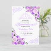 Elegant Lilac Purple Floral Quinceanera Birthday Invitation (Standing Front)