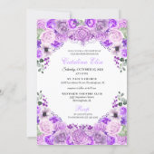 Elegant Lilac Purple Floral Quinceanera Birthday Invitation (Back)