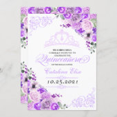 Elegant Lilac Purple Floral Quinceanera Birthday Invitation (Front/Back)