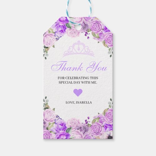 Elegant Lilac Purple Floral Thank You Gift Tags