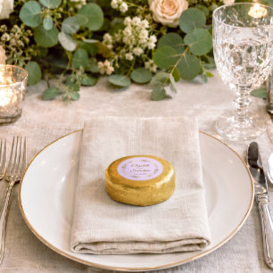 Elegant Lilac Purple & Gold Couples' Names Wedding Dipped Oreo Cookie Favors