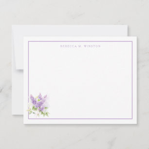 Elegant Lilac Purple Greenery Personalized  Note Card
