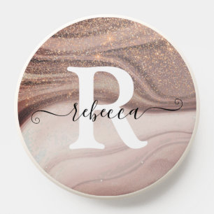 Elegant Lilac Purple Paint Glitter Rain Sparkling PopSocket