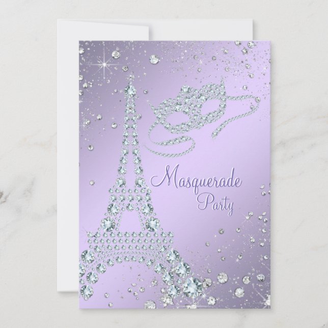 Elegant Lilac Purple Paris Masquerade Party Invitation (Front)