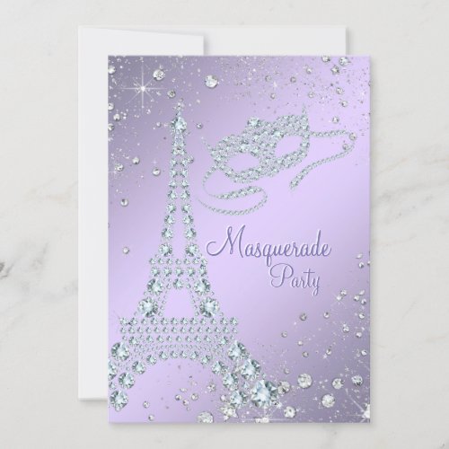 Elegant Lilac Purple Paris Masquerade Party Invitation