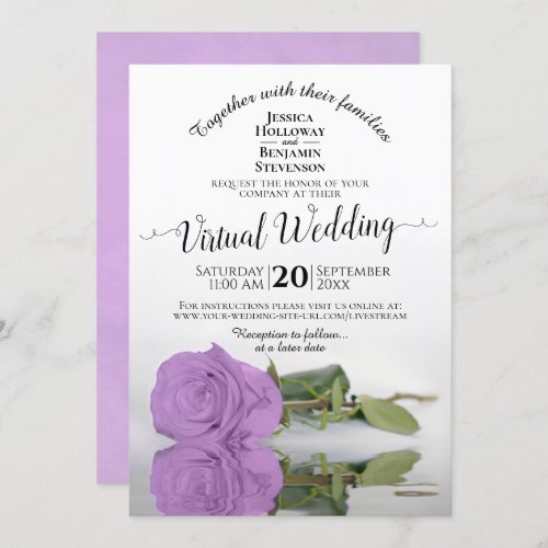 Elegant Lilac Purple Romantic Rose Virtual Wedding Invitation