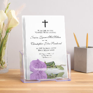 Elegant Lilac Purple Rose Catholic Wedding Program Brochure