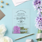 Elegant Lilac Purple Rose Lacy Calligraphy Wedding