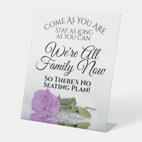 Elegant Lilac Purple Rose Open Seating Wedding Pedestal Sign
