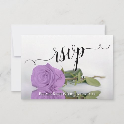 Elegant Lilac Purple Rose Reflections Wedding RSVP Card