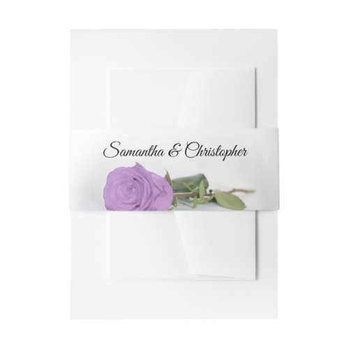 Elegant Lilac Purple Rose Simple Glam Wedding Invitation Belly Band