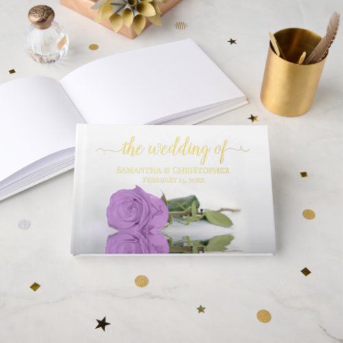 Elegant Lilac Purple Rose Small Wedding Foil Foil Guest Book