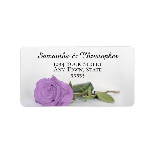 Elegant Lilac Purple Rose Wedding Address Label