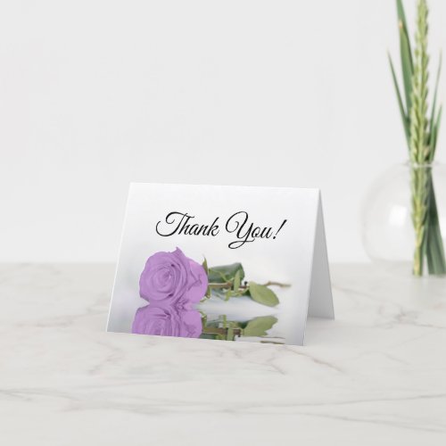Elegant Lilac Purple Rose Wedding Photo Inside Thank You Card