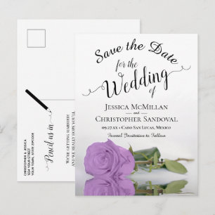 Elegant Lilac Purple Rose Wedding Save the Date Announcement Postcard