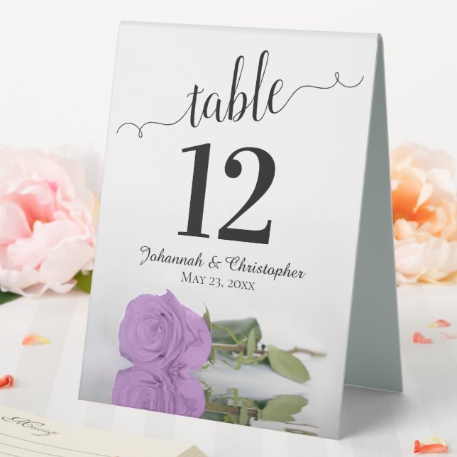 Elegant Lilac Purple Rose Wedding Table Number Table Tent (In SItu (Wedding))