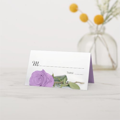 Elegant Lilac Purple Rose Wedding Write_In Place Card