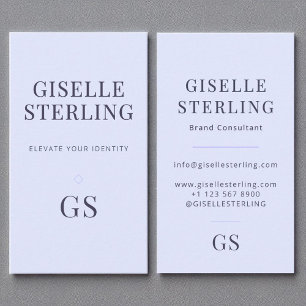 Elegant Lilac Purple Simple Minimal Monogram Chic Business Card