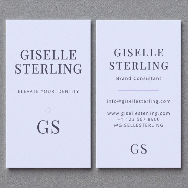 Elegant Lilac Purple Simple Minimal Monogram Chic Business Card (Creator Uploaded)