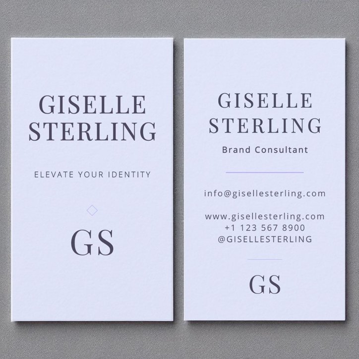 Elegant Lilac Purple Simple Minimal Monogram Chic Business Card
