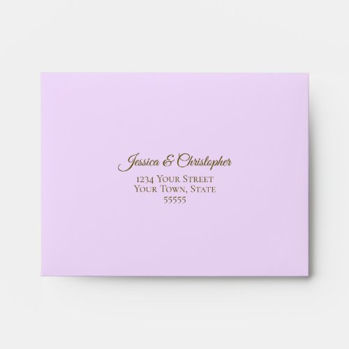 Elegant Lilac Purple with Gold Lace Wedding RSVP Envelope