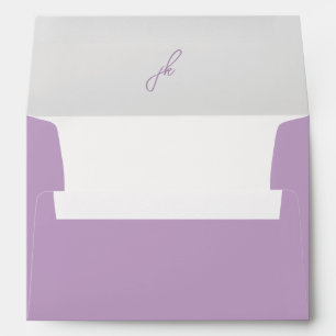 Elegant Lilac Script Monogram Wedding Envelope