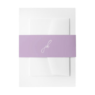 Elegant Lilac Script Monogram Wedding Invitation Belly Band