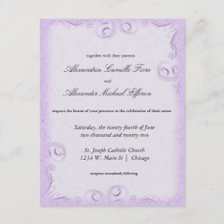 Elegant Lilac Scrollwork Formal Wedding Invite