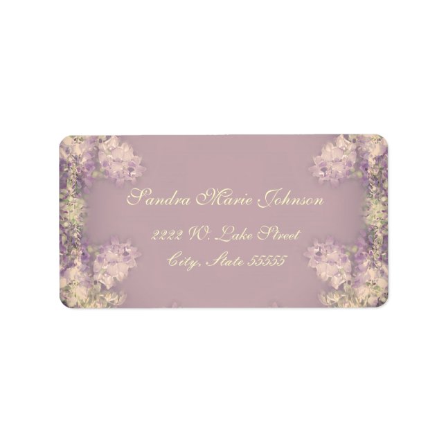 Elegant Lilac Shabby Chic Floral Address Label (Front)