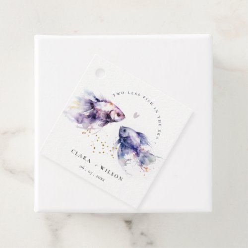 Elegant Lilac Watercolor Coastal Fish Wedding Favor Tags