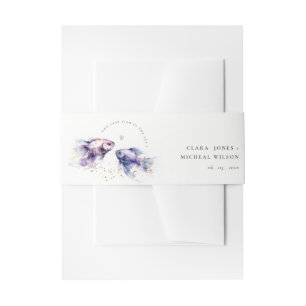Elegant Lilac Watercolor Coastal Fish Wedding Invitation Belly Band