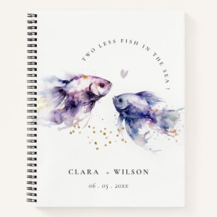 Elegant Lilac Watercolor Coastal Fish Wedding Notebook