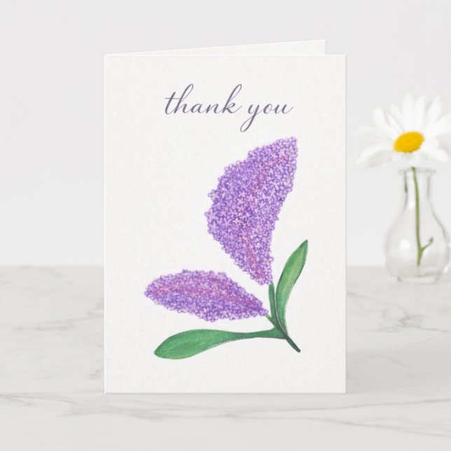 Elegant Lilac Watercolor Thank You Card (Small Plant)