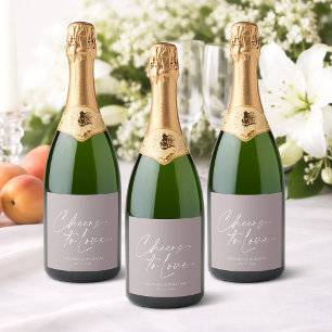 Elegant Lilac Wedding Champagne Bottle Label