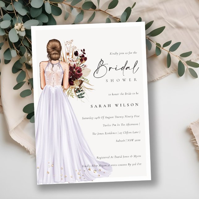 Elegant Lilac Wedding Gown Bridal Shower Invite (Creator Uploaded)