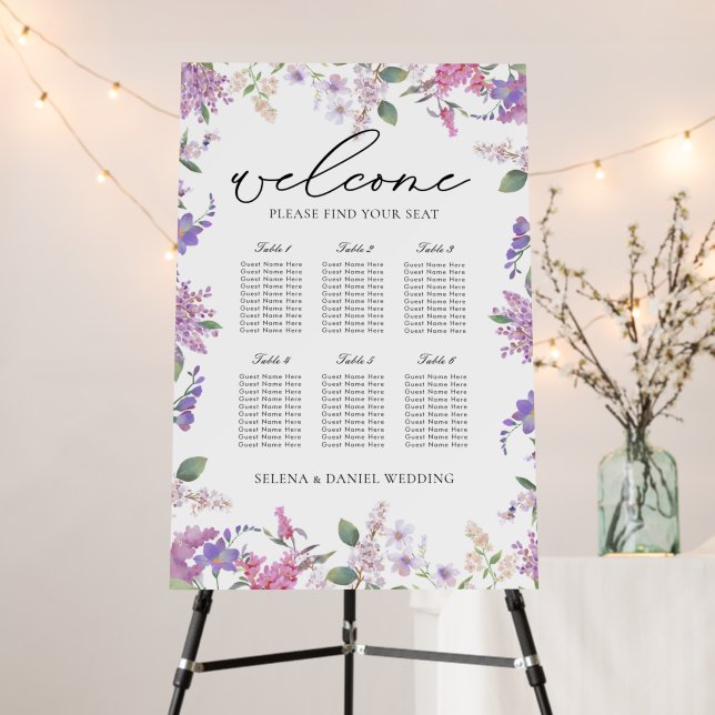Elegant  Lilac Wildflowers Lavender Wedding  Foam Board (In Situ (Stand))