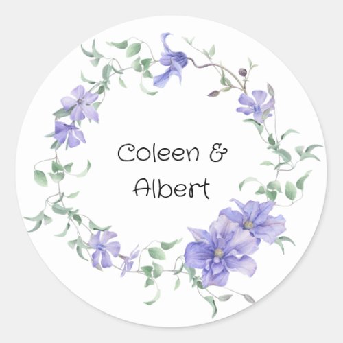  Elegant lilac wreath   Classic Round Sticker