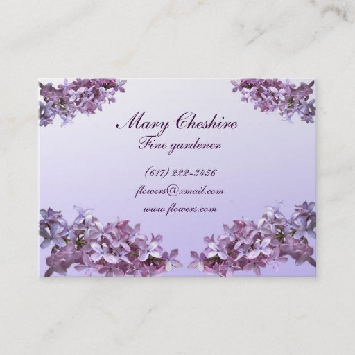Customizable Elegant Lilacs Gardener Business Card Template