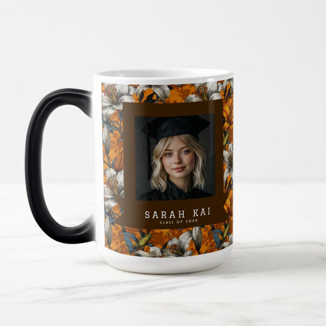 Elegant Lilies Pattern Commencement Exercise Color Morph Mug (Left)