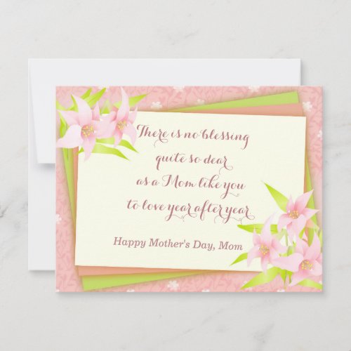 Elegant Lillies Floral Mothers Day Holiday Card