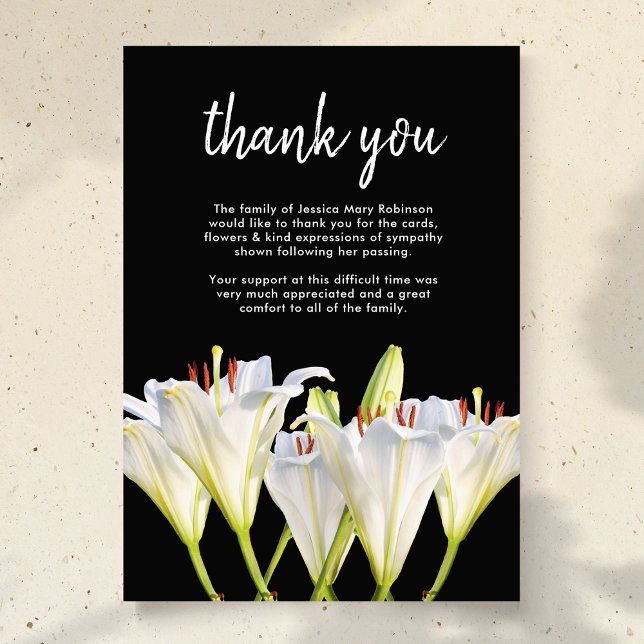Elegant Lillies Funeral Thank You Cards (Creator Uploaded)