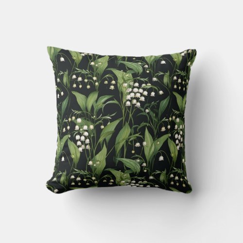 Elegant Lilly of the valley pattern Throw Pillow