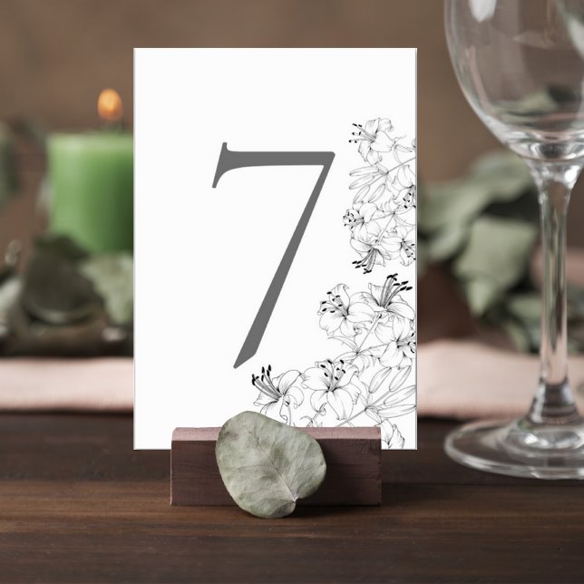 Elegant Lily Floral Wedding Table Number Card (Creator Uploaded)