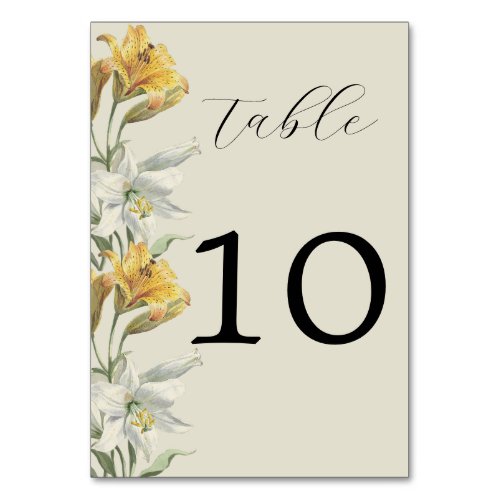 Elegant Lily Florals Wedding  Table Number